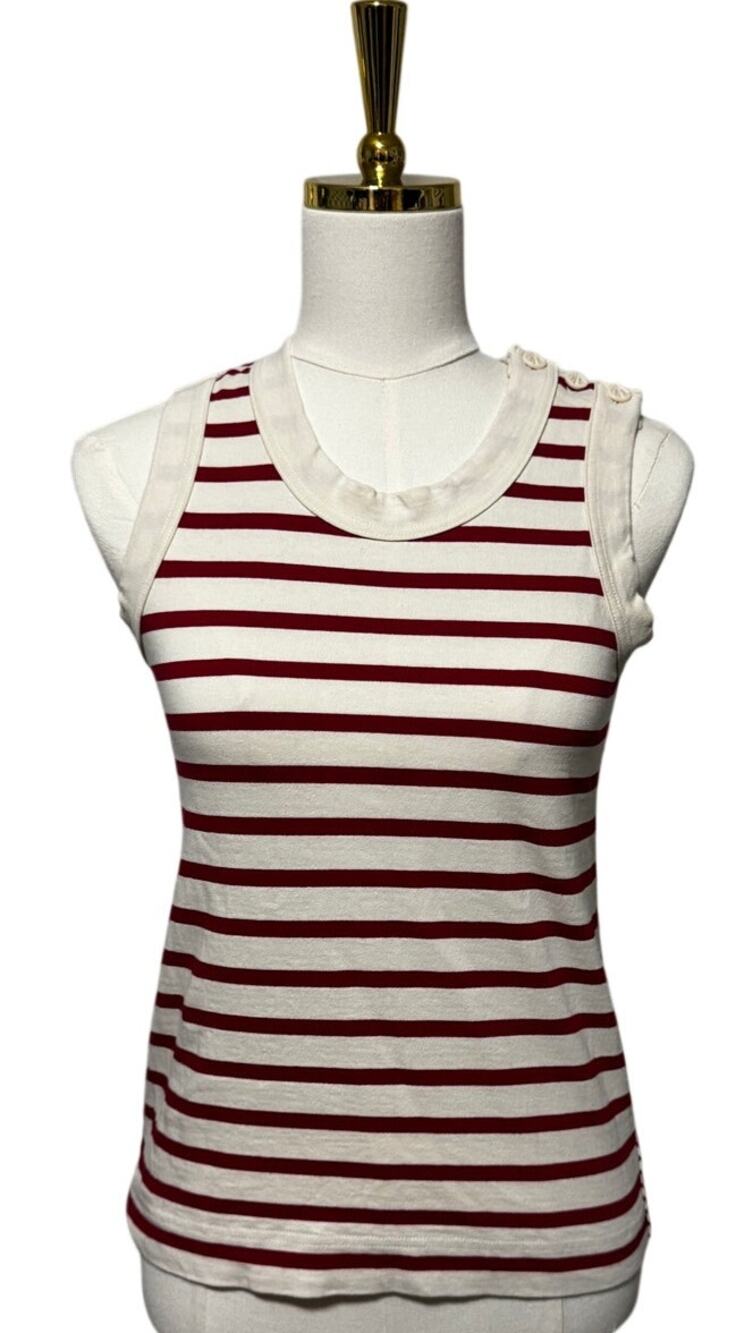 Nigel Cabourn Main Line Red & Cream Striped Sleeveless Tank Top Made in Japan 6